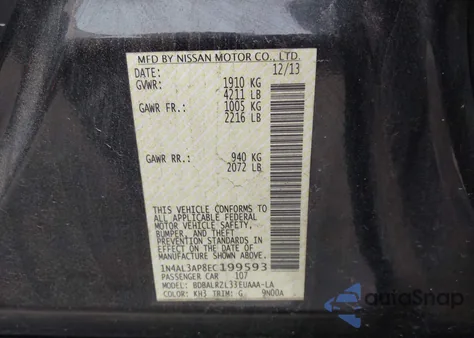 2014 Nissan Altima 2.5 S from USA, damaged, VIN 1N4AL3AP8EC199593